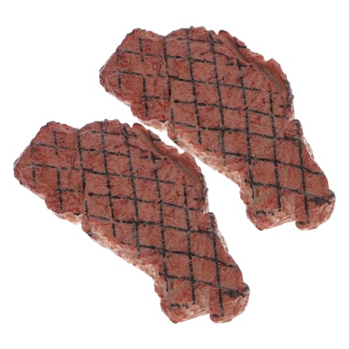 DRESSOOS 2st Food-Modell Faux-Steak-Modell Künstliche Nahrungsstütze Falsches Fleisch Gefälschte Lebensmittel Realistisch Gefälschtes Pflanzenpräsentationsfleisch Steaks Plastik Brown von DRESSOOS