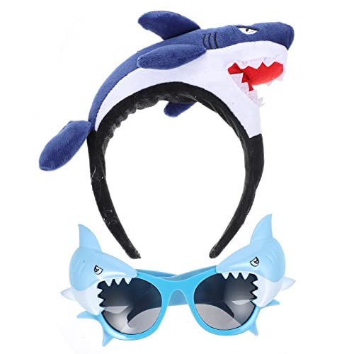 DRESSOOS 2st Hai-stirnband-brille Kostümzubehör Für Meerestiere Tier-cosplay-stirnband Kind Sonnenbrille Haarband Hai Partygeschenke Kostüm Für Kinder Requisiten Für Fotoautomaten Stoff von DRESSOOS