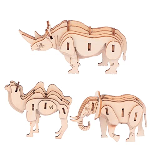 DRESSOOS 3 STK Tier Puzzle Puzzle laubsägen für Bastelspielzeug Holzspielzeug Tier Camel Puzzle Puzzlematte puzzlekleber Simulation von Tierrätseln 3D-Puzzle aus Holz von DRESSOOS