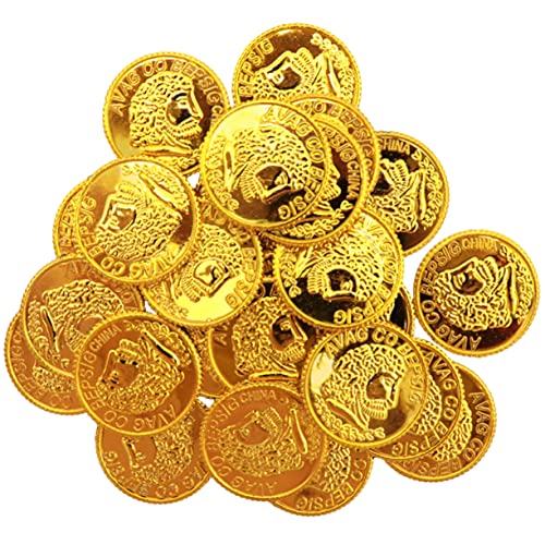 DRESSOOS 300st Spielzeugmünzen Aus Kunststoff Schokoladenmünzen Piratenmünzen Spielgeld Piraten-goldmünzen Goldmünzen Spielzeug Piratenschatzmünzen Für Kinder Tauchspielzeug Plastik Golden von DRESSOOS