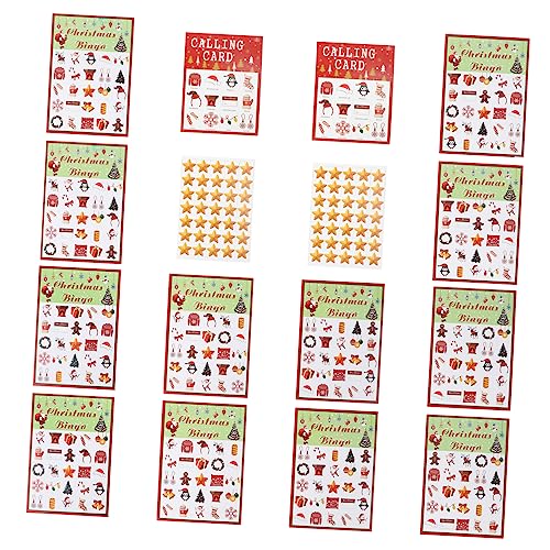 DRESSOOS 37st Spielkarte Feiertags-Bingo-Spiel 24 Bingokarten Klasse Bingokarten Feiertags-Bingo-Karten Weihnachtsspiel Weihnachtsfestbevorzugungsgeschenk Bild-Bingo Bingo-Spiele Papier Rot von DRESSOOS