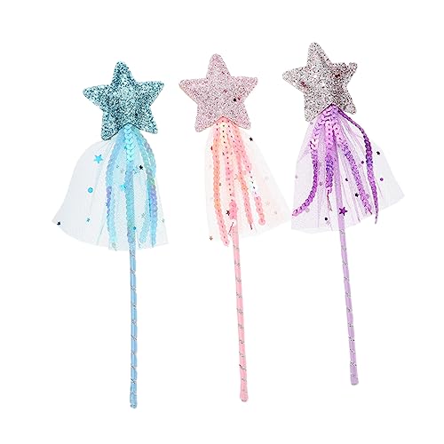 DRESSOOS 3St Fee Zauberstab Fairy Wand Party mitgebsel Kinder Toy kinderparty mitgebsel Kindergeburtstag Mädchen Spielzeug Kinderkleider Feenstab für Mädchen Zauberstab für Mädchen Leder von DRESSOOS