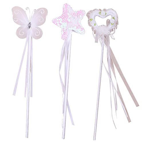 DRESSOOS 3St Feenstab Fairy Wand Kinderkleider Kinder Toy for The Teachers jucarii pentru copii Prinzessinnen-Zauberstäbe Pentagramm-Zauberstab Party Zauberstab Feenstäbe Weiß von DRESSOOS