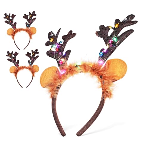 DRESSOOS 3St Hirschgeweih Stirnband Stirnband 3tlg Kostüme Make-up-Stirnbänder für Frauen christmas haarreif christmas headband Halloween-Maske Weihnachtshaarband Weihnachts-Stirnband Vlies von DRESSOOS