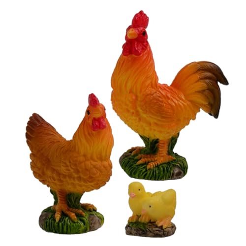 DRESSOOS 3St Hühnerstall Huhn Miniatur Gartenschmuck Grübler Hahn wohnungseinrichtung wohnungsdeko fogelschreker gartendekofiguren Room Decoration kleine Tierstatue Mikroszenendekore Harz von DRESSOOS