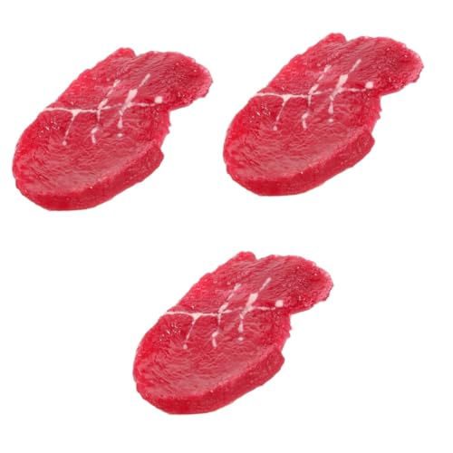 DRESSOOS 3St Steakimitat küchendekoration Home Decor wohnungseinrichtung Dekorationsfleisch Attrappe Steak Fälschung dekorative Steakscheibe Foto realistisches Essen künstliche Steaks Harz von DRESSOOS