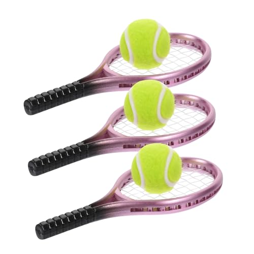 DRESSOOS 3er Set Mini Tennisrackets Und Bälle Dekorative Tennis Schläger Modelle Für Puppen Und Ideale Miniatur Zubehör Für Und Szenengestaltung von DRESSOOS