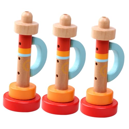 DRESSOOS 3st Kindertrompete Interessantes Kinderspielzeug Kleine Spielzeugtrompete Kinderbedarf Kompakte Spielzeugtrompete Kleines Kinderspielzeug Kinderzubehör Orange Hölzern von DRESSOOS