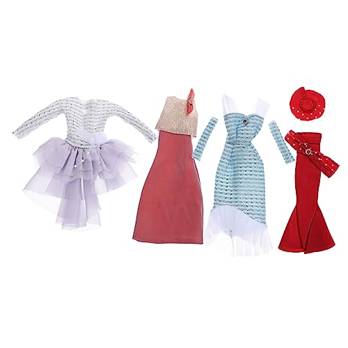 DRESSOOS 4 Sätze Puppenkleidung Kostüm für Kinder Kinderspielzeug für Mädchen Kinder-Mädchen-Kleidung Puppen Kleidung Puppenabendkleid Puppe verkleiden Zubehör Puppenzubehör Plastik von DRESSOOS