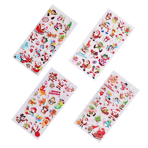 DRESSOOS 4 Stück 3D-Stereo-Weihnachtsblasen-Aufkleber Strumpf Stuffer Weihnachtselementaufkleber Aufkleber Kinder Stickers for Weihnachtsmann-Aufkleber Cartoon-Aufkleber von DRESSOOS