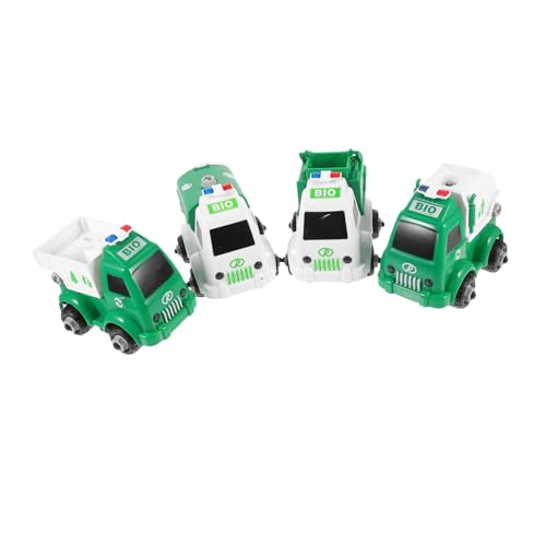 DRESSOOS 4 Stück Baufahrzeug Kindergeschenk Pädagogisches Autospielzeug Pädagogisches Spielset Kinderfrühes Lernspielzeug Müllwagen Kinderhygieneauto Abs von DRESSOOS