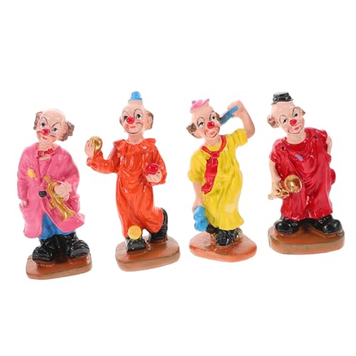 DRESSOOS 4 Stück Clown-Ornamente Clown Figuren Clown-Zubehör Clown-Desktop- Clown- Clown-Dekoration Sandkasten Zubehör Clown-Accessoires für Frauen Bonsai-Cartoon-Clown Harz von DRESSOOS