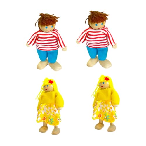 DRESSOOS 4 Stück Eine Familie mit Puppen Spielzeug für Kinder Feenhafte bewegliche Figuren Familienpuppenstatue Kinder Puppen kinderpuppe Puppenspielzeug Spielzeug für Stoffpuppen hölzern von DRESSOOS