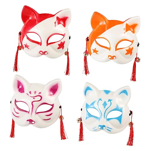 DRESSOOS 4 Stück Japanische Stil Maskendekoration Kreative Halloween Cosplay Maske Anziehmaske Ideal Für Halloween Partys Und Kostüme Masken Für Erwachsene Und Kinder von DRESSOOS