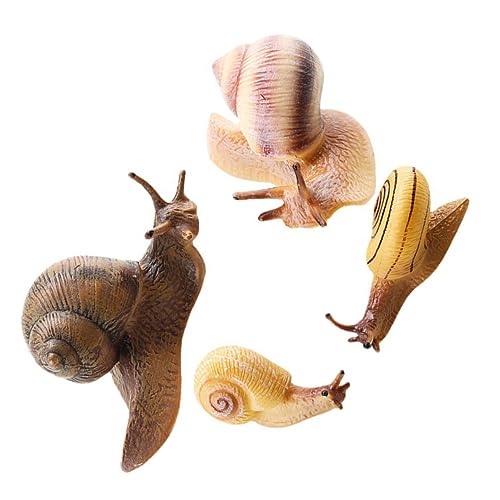 DRESSOOS 4 Stück Kognitive Verzierung Der Schnecke Naturwissenschaftliche Bildung Garten Schnecke Lehrmittel Für Tiere Kuchendeckel Figur Für Kindererziehung Light Brown PVC von DRESSOOS