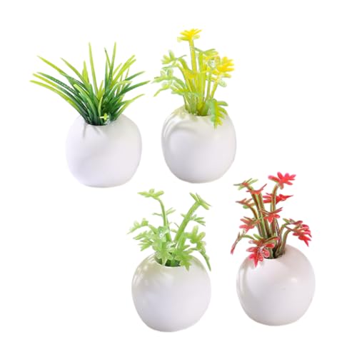 DRESSOOS 4 Stück Künstliche Topfpflanze Mini-hausdekoration Mini-heimschmuck Desktop-Ornamente Für Zu Hause Mini-Garten-Bonsai-dekor Bonsai-schmuck Mini-topfpflanze Simulierter Bonsai Harz von DRESSOOS