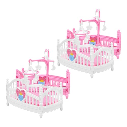 DRESSOOS 4 Stück Puppenhaus Möbel Mini Puppen Mini Spielzeug Mini Krippen Puppen Kinderbett Sets Kleinkinder Spielzeug Geburtstagsdekoration Für Mädchen Mini Möbelmodelle Miniatur von DRESSOOS