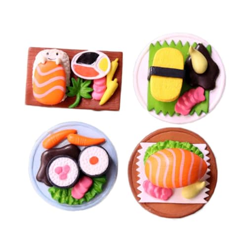 DRESSOOS 4 Stück Simuliertes Japanisches Sushi Tischminiaturen Japanisches Dekor Künstliches Sushi Japanisches Fakefood Realistisches Japanisches Essen Mini-Sushi-Ornamente PVC von DRESSOOS