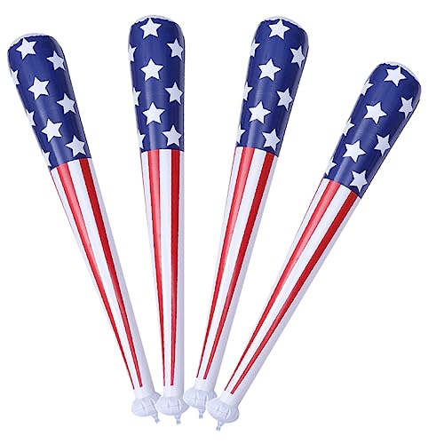 DRESSOOS 4 Stück Baseballschläger-Requisite amerikanische Flagge US-Flagge-Day-Baseballschläger kinderfasching kinderkarneval Spielzeuge Ornament Partyzubehör aufblasbare Stöcke Stütze PVC von DRESSOOS