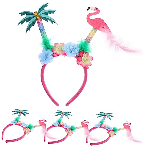 DRESSOOS 4 Stück Stirnband haarschmuck camoing orgie Flamingo-Haarspange Kopfbedeckungen für hawaiianische Partys Stirnbänder für hawaiianische Party hawaiianischer Partykopfschmuck gefühlt von DRESSOOS