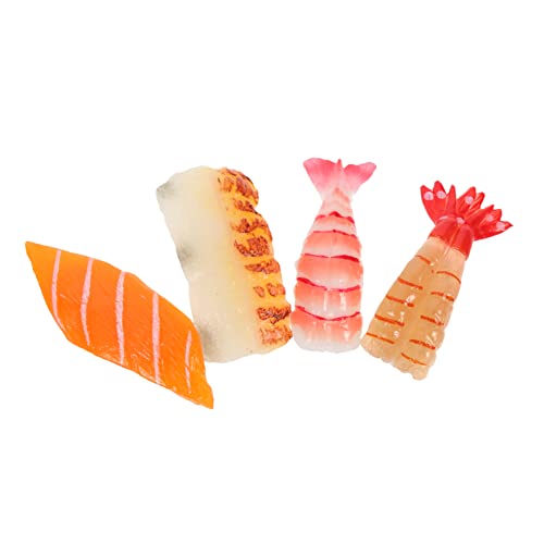 DRESSOOS 4 Stück Sushi-Simulation Faux-Sushi-Modell falsches Lachs-Sushi künstliche Lebensmitteldekoration Sushi Spielzeug Sushi zubehör schönes Sushi-Spielzeug Lagerbedarf Food-Modell PVC von DRESSOOS