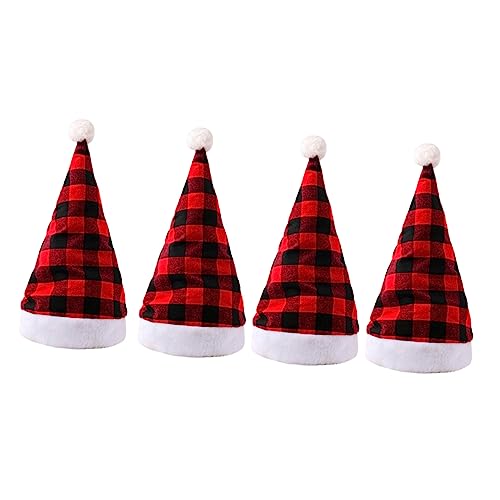 DRESSOOS 4 Stück Weihnachtsmütze Weihnachtskostüm Hut Beanie-mütze Für Weihnachtsfeiern Hut Anziehen Weihnachts-party-hüte Partyhüte Für Erwachsene Weihnachtsfeier Hut Weihnachtsdeko Plüsch von DRESSOOS