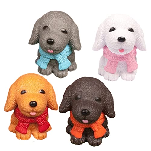 DRESSOOS 4 Stück Welpenmodell Mini-Spielzeug Mini-Dekor Hundeschmuck Mini-Zubehör realistische Welpenfiguren Dog Toy Hunde spielsachen Dog Statue realistisches Tiermodell Hausbedarf Plastik von DRESSOOS