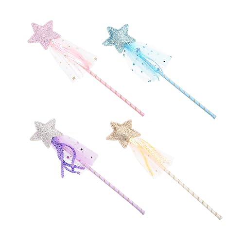 DRESSOOS 4 Stück Zauberstab Fairy Wand Spielzeug für Kinder spielsachen für Kinder kinderspielzeug Glitzerstab Spielzeug Prinzessinnen Zauberstäbe für Mädchen Katzenspielzeug Feenstab PVC von DRESSOOS