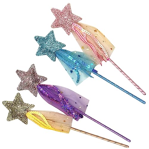 DRESSOOS 4 Stück Zauberstab sensorisches Zappelei für zappelt zappeln Mini Fairy Wand igelkostümkinder Toys Party-Cosplay-Fee-Zauberstäbe Exquisite Feenstäbe Garn von DRESSOOS