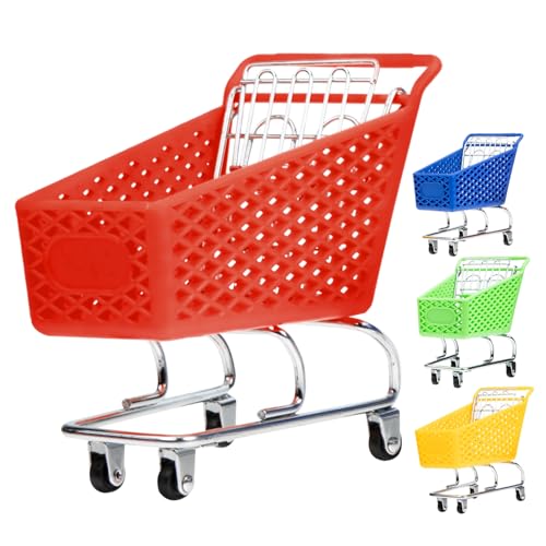 DRESSOOS 4 Stück kühlkorb einkaufskorb Storage Baskets Supermarkt-Handwagen- Mini-Supermarkt-Einkaufswagen Trolley Handkarren Spielzeug Kinder Lebensmittelgeschäft von DRESSOOS