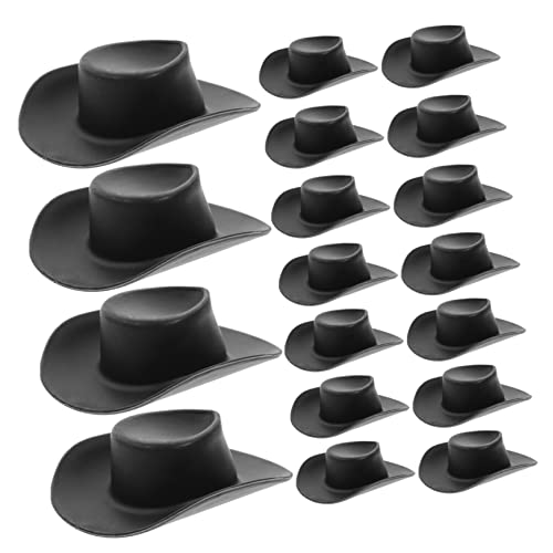 DRESSOOS 40St Mini-Cowboyhut Cowgirl-Party-Dekorationen Cowboy-Cupcake-Topper Miniatur-Cowboyhut Westernhut Kinder Spielzeug Toys Mini-Hüte für Puppenhäuser kleine Hüte Plastik Black von DRESSOOS