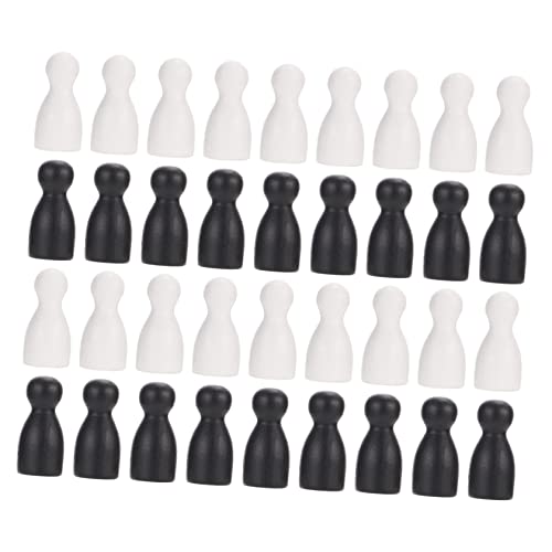 DRESSOOS 48 Stück Stück Brettspiel Schachfigur Flugschach Schachfigur Brettspiel Schachfiguren Lernspielzeug Aus Schwarzem Holz von DRESSOOS