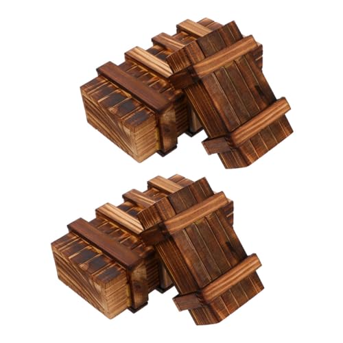 DRESSOOS 4er-Box Doppelte Offene DREI Offene Magische Box Puzzle Für Kleinkinder Geheime Rätselboxen Für Kinder Geheimer Puzzle-Fall Kisten Für Puzzleboxen Geheime Schubladen Hölzern von DRESSOOS