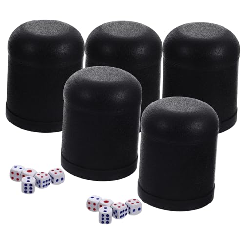 DRESSOOS 5 Sätze Würfelbecher Farkle Würfeltablett Farkle-Spiel Tasse Würfel wegbringen kunststoffbecher plastikgläser swor Rate-Würfelspiel-Tool würfel Shaker aus Black von DRESSOOS