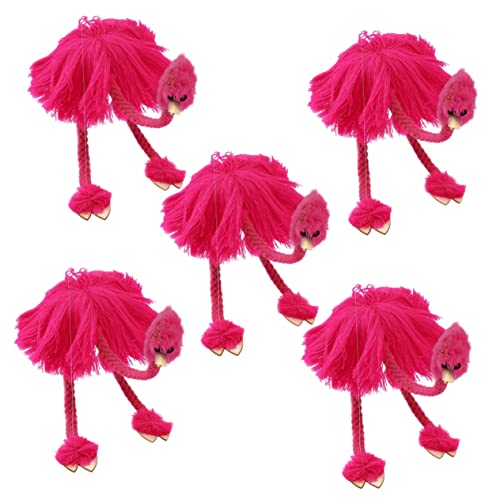 DRESSOOS 5 Stück Schnur Plüsch Spielzeug für Kinder hängende Flamingo-Dekorationen Küken Spielzeug Flamingo-Marionetten-Spielzeug interaktives Spielzeug kinderspielzeug Plush Bambus Rosy von DRESSOOS