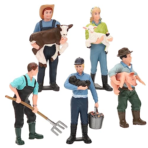 DRESSOOS 5 Stück Simulation Bauernhof Ranch Charakter Figur Figur Miniatur Requisite Miniatur Figur Sand Tisch Ornament Landarbeiter Modell Figuren Sand Tisch Zubehör von DRESSOOS