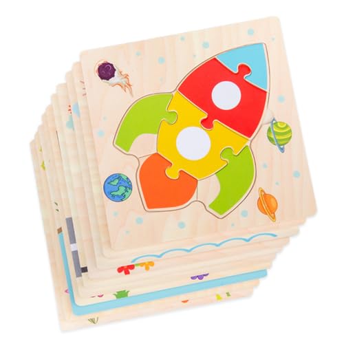 DRESSOOS 5 Teiliges Holz Cartoon Puzzle Set Für Dreidimensionales Puzzle Mit Auto Lokomotive Schiff Und Flugzeug Fördert Kreatives Und Problemlösungsfähigkeiten von DRESSOOS