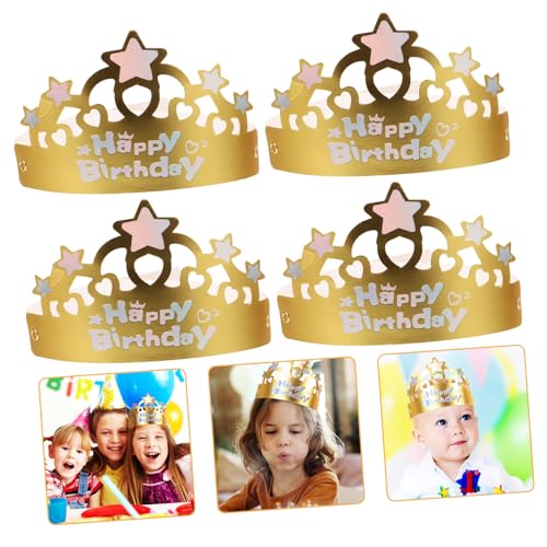 DRESSOOS 50 Stück goldener Geburtstagshut jahrestag festlich paper crown slice fotogeschenk zweite Schüttgut Kappen Kindergeburtstag Kopfschmuck Geburtstagskopfbedeckungen für Papier von DRESSOOS