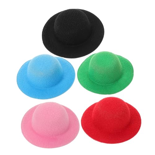 DRESSOOS 5st Mini-Zylinder Spielzeughüte Kleiner Tierhut Weißer Puppenhut Verstellbarer Vogelhut Cowgirl-hüte Miniatur-puppenhüte Helmkostüme Für Haustiere Miniaturhut Mini-bowlerhut Stoff von DRESSOOS