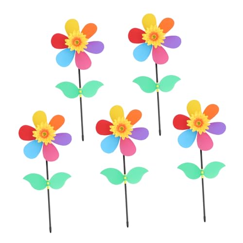 DRESSOOS 5st Sonnenblumen-windmühle Regenbogen-windrad Sonnenblumen-windrad Rasen Windräder Windrad Spielzeug Kinder Windmühle Spielzeug Windräder Für Rasenpfähle Colorful Plastik von DRESSOOS