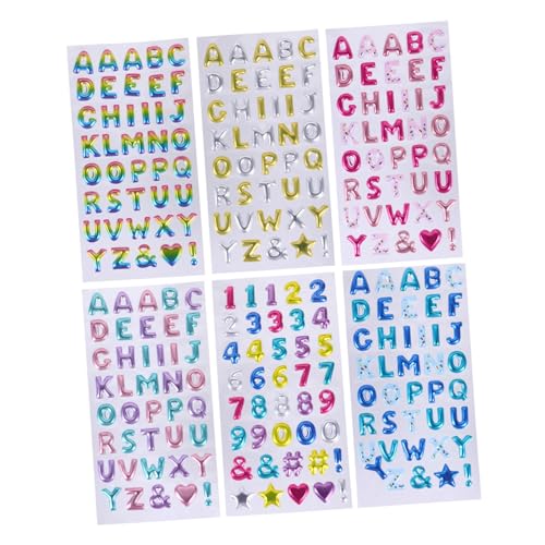 DRESSOOS 6 Blätter 3D-Aufkleber Telefonaufkleber Buchstabenaufkleber Ermutigender Aufkleber Dekorative Aufkleber Kinderpuzzle Puzzle-nummernaufkleber Alphabet-Aufkleber Plastik von DRESSOOS