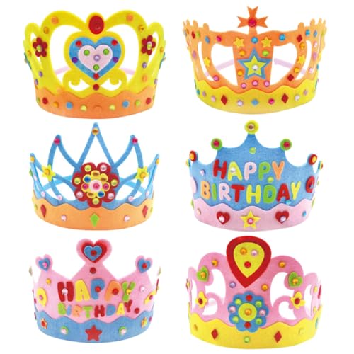 DRESSOOS 6 Satz Kronenhut Selber Machen Kinderkrone Kuchen Topper Geburtstagskrone Prinzessin Gastgeschenke Goldener Geburtstag Diy-party Kinderparty-kronen Krone Für Kinder Nicht Gewebt von DRESSOOS