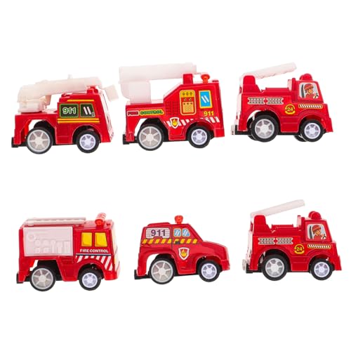 DRESSOOS 6 Stück Baufahrzeug Spielzeug Lastwagen Set Mini Feuerwehrauto Schiebe Modelle Push and Go Ideales Lernspielzeug Für Kinder Ab 3 Jahren Für Jungen Und Mädchen von DRESSOOS