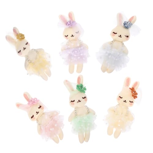 DRESSOOS 6St Kaninchenpuppe Karikatur gefüllte Hasenpuppe Schweinchen Stofftierspielzeug Kostüm Bunny hasenscheisse beschwertes Kuscheltier kawavy kleine Hasenpuppe Kleidungsornament Garn von DRESSOOS