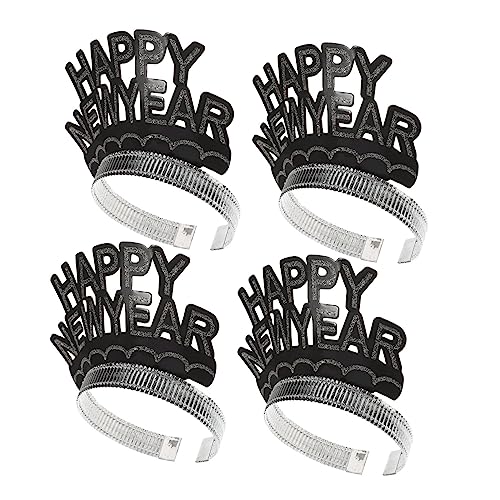 DRESSOOS 6St neujahr kopfschmuck Stirnbänder für Damen Dekorationen silvester kopfschmuck new year decoration Haarschmuck für die Neujahrsparty 2023 Silvester Party Stirnband Papier Silver von DRESSOOS