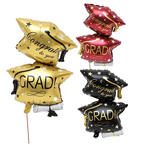 DRESSOOS 6st Abschlusskappenballon Grad Ballonbogen-kit Herzlichen Glückwunsch, Graduiertenballons 2022 Luftballons Grad Hat Luftballons Grad Kappe Ballon Abschlussball Aluminiumfolie von DRESSOOS