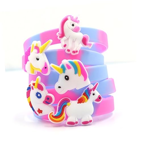 DRESSOOS 6st Armbänder Ringe Für Mädchen Bettelarmband Silikonringe Einhorn-armband Kind Geschenk Karikatur von DRESSOOS