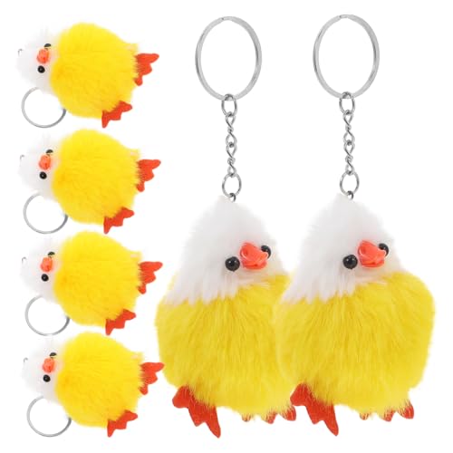 DRESSOOS 6st Küken-schlüsselanhänger Hühner-schlüsselanhänger Ausgestopfte Hühnerpuppe Mini-plüsch-Huhn Flauschige Tier-schlüsselanhänger Schlüsselanhänger Mit Huhn-anhänger Zinklegierung von DRESSOOS