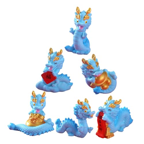 DRESSOOS 6st Mini-Drachen-Ornamente Figur Feng Miniatur Drachenstatue Für Den Schreibtisch 2024 Drachenstatue Drachendekor Für Kinder Dekoration Der Drachenstatue Mini-drachenskulptur Harz von DRESSOOS