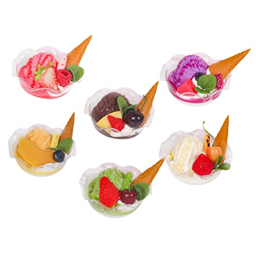 DRESSOOS 6st Simulations-Dessert-Modell-Requisiten Essen Käsekuchen Eiscreme Eisbecher Wurstbecher Desserttöpfe Klare Dessertbecher Eisbehälter Quadratische Dessertbecher Dessertschalen PVC von DRESSOOS